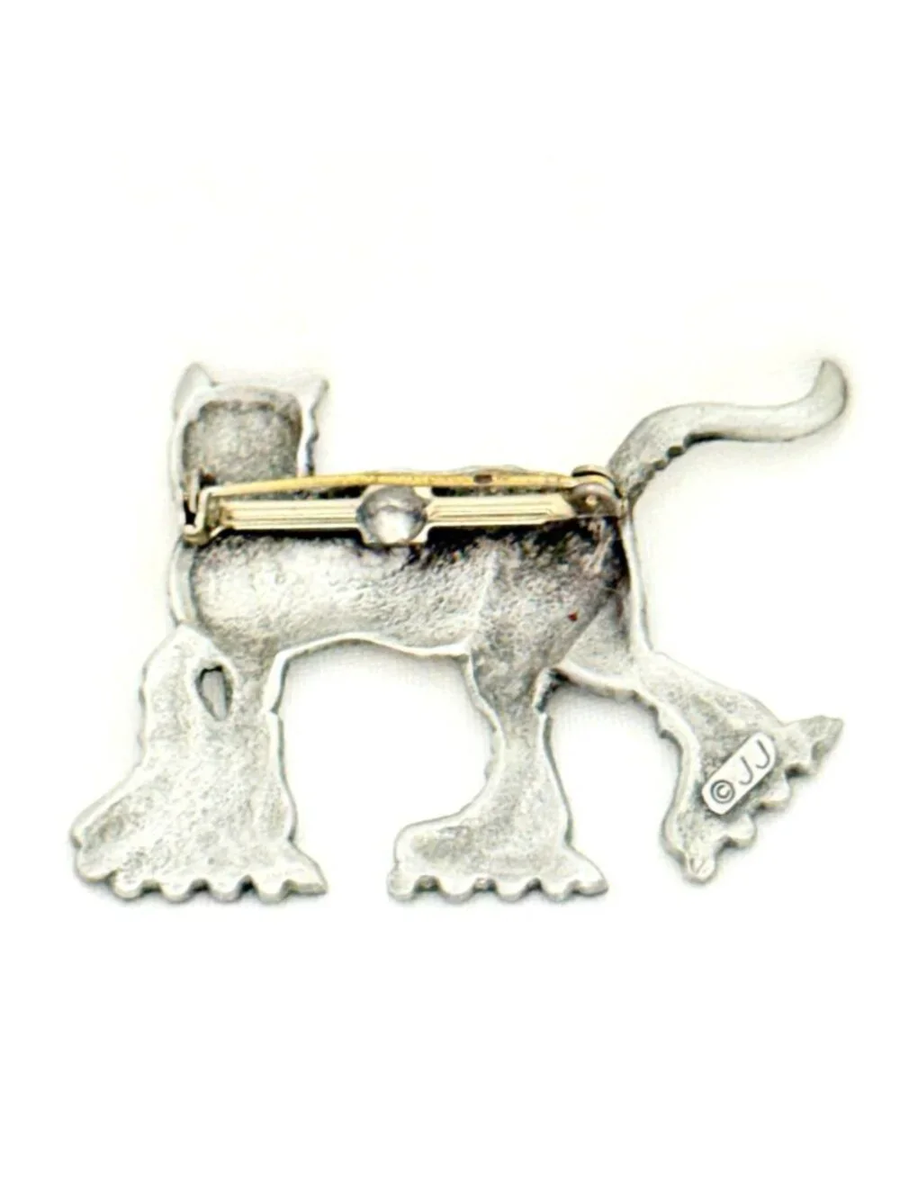 Rare Jonette Jewelry Cat Roller Skating Brooch Silver Tone Pewter New on Card